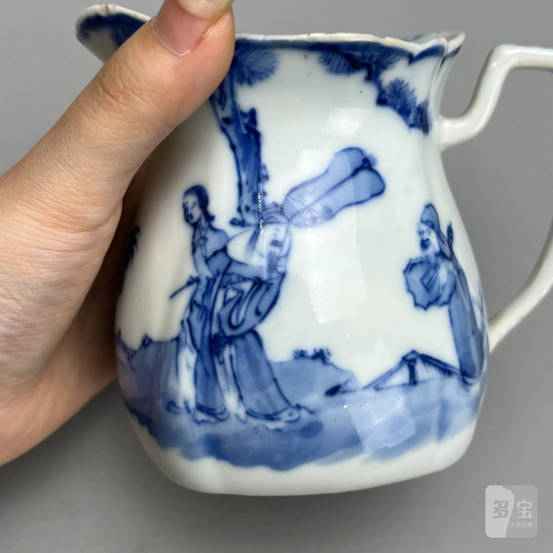 清康熙 青花人物纹公道杯 - 图6